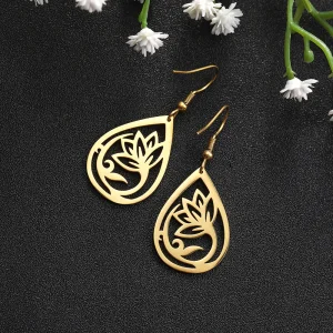 Vintage Hollow Women‘s Flower Earrings Jewelry Stainless… –…