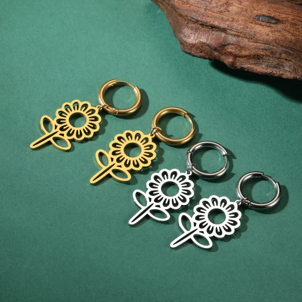 Boucles d'oreilles pendantes de fleurs mignonnes pour… – Chant… – Image 5
