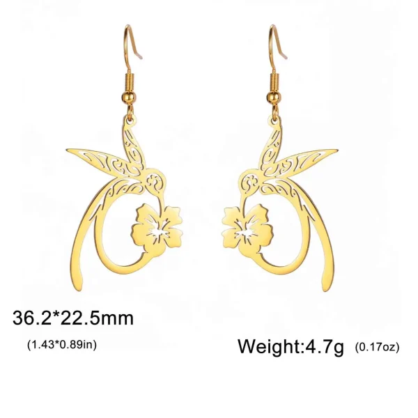boucles d'oreilles pendantes en forme de fleur de… – Chant des… – Image 8