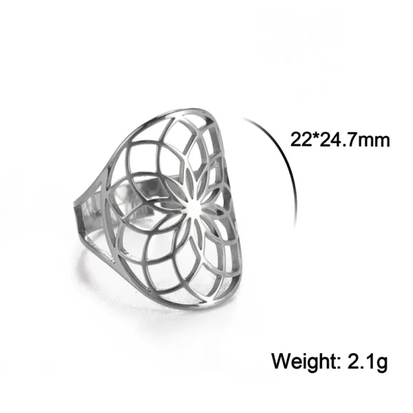 Bague Géométrique Sacrée Fleur de Vie pour Femme, Acier… –… – Image 8