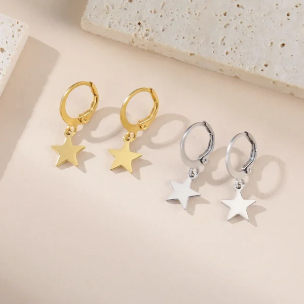 boucles d'oreilles pendantes lune étoile pour femmes… – Chant… – Image 2