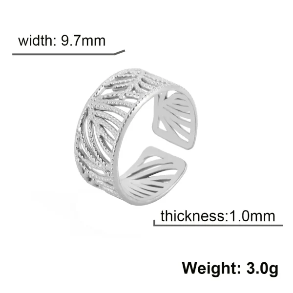 Bague Feuilles en Acier Inoxydable pour Femme, Anneaux… – Rune… – Image 6