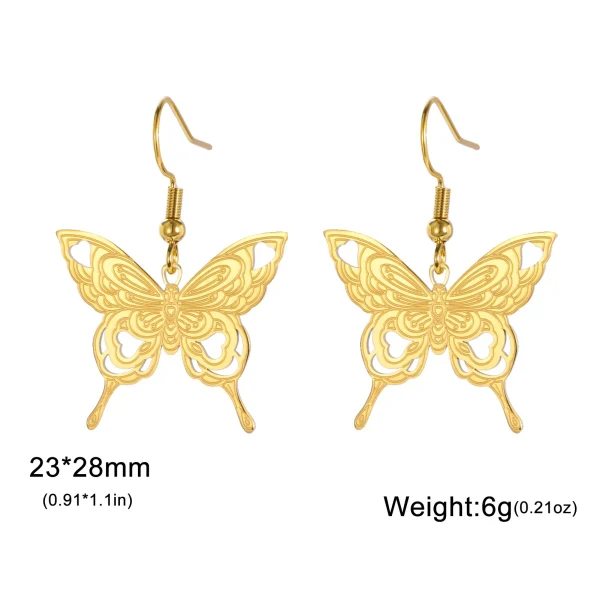 Butterfly Women's Earrings Stainless Steel Gold Color… – Rune… – Image 6