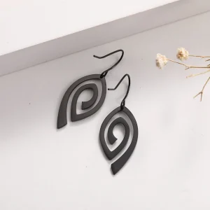 Boucles d'oreilles pendantes en spirale en acier… – Lueur…