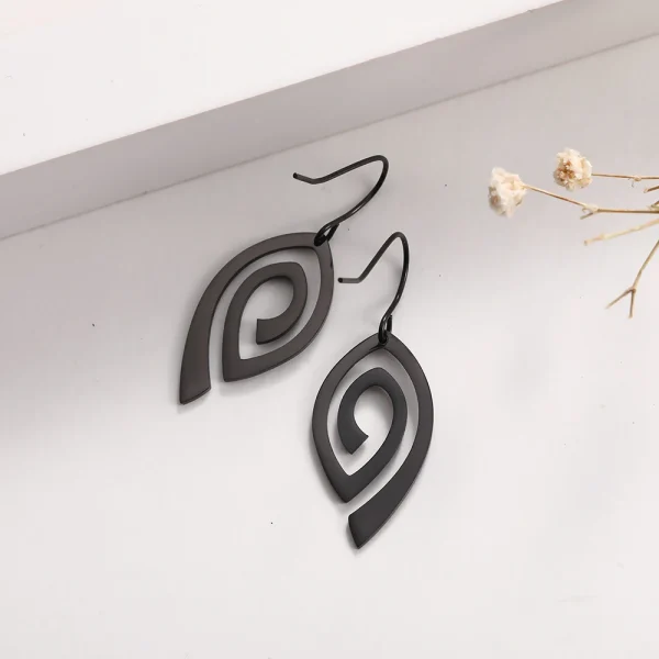 Boucles d'oreilles pendantes en spirale en acier… – Lueur…