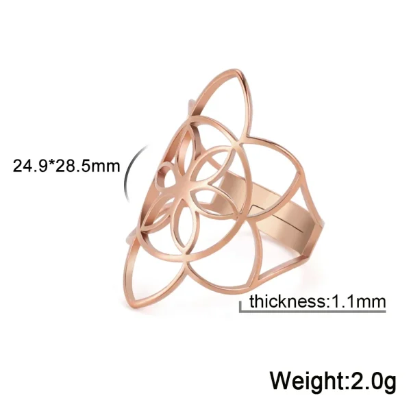 Bague Géométrique Sacrée Fleur de Vie pour Femme, Acier… –… – Image 36