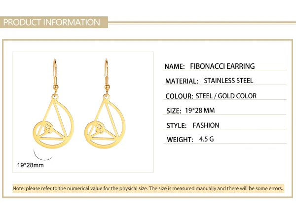Fibonacci Triangle Spiral Golden Ratio Dangle Earrings… – Rune… – Image 10