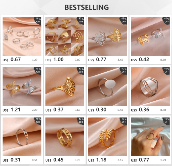 Bague Ouverte Imprimée Patte de Lune pour Femme, Acier… – Éclat… – Image 11