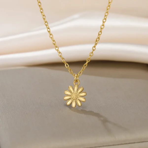 Flower Pendant Necklace for Women Girls Stainless Steel… –… – Image 27