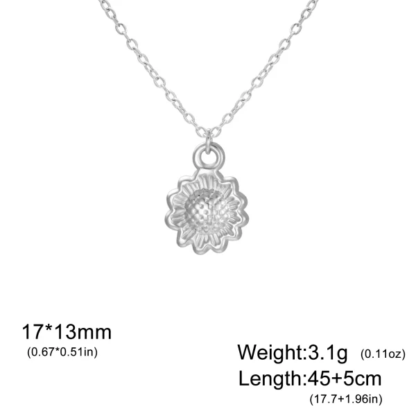 Flower Pendant Necklace for Women Girls Stainless Steel… –… – Image 8