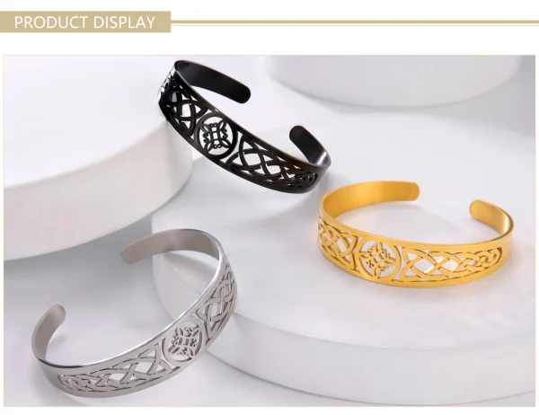 Bracelets manchette en acier inoxydable avec nœud de… – Rune de… – Image 18