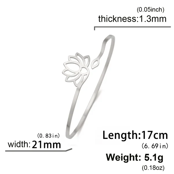 Annie Flower-Bracelet manchette en acier inoxydable pour… –… – Image 7