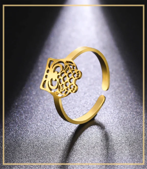 bague de hibou découpée en acier inoxydable, anneau… – Éclat… – Image 11