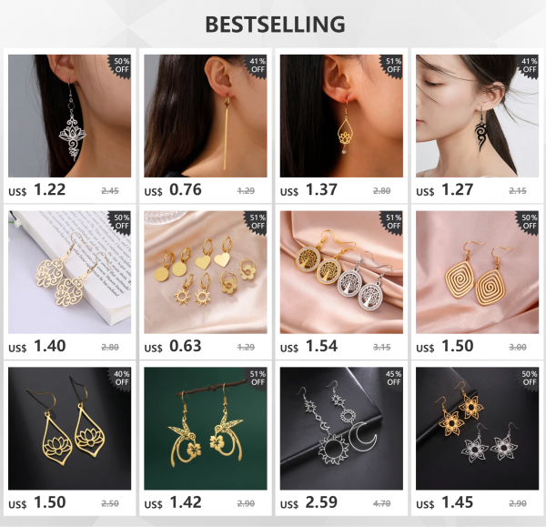 acier inoxydable géométrie symétrique boucles d'oreilles… –… – Image 12