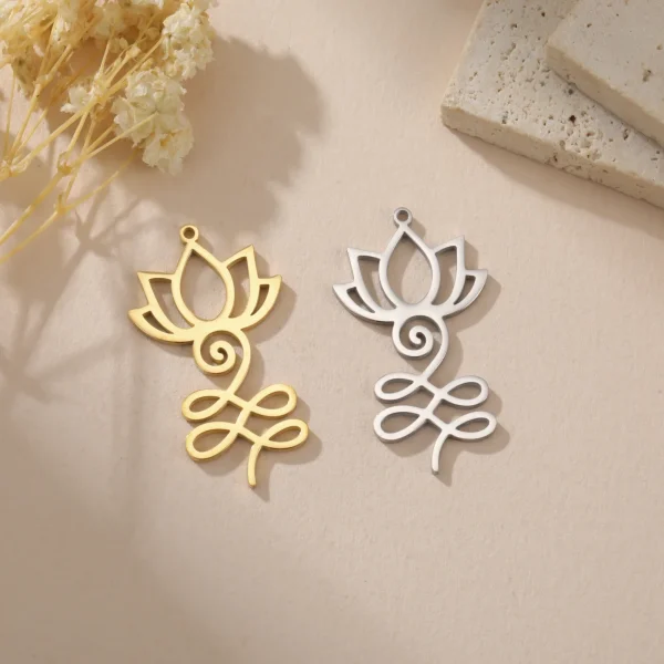 3 pièces/lot Unalome fleur de Lotus collier boucle d'oreille… – Image 4