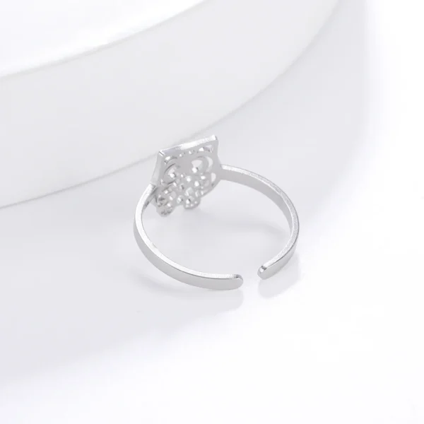 bague de hibou découpée en acier inoxydable, anneau… – Éclat… – Image 6