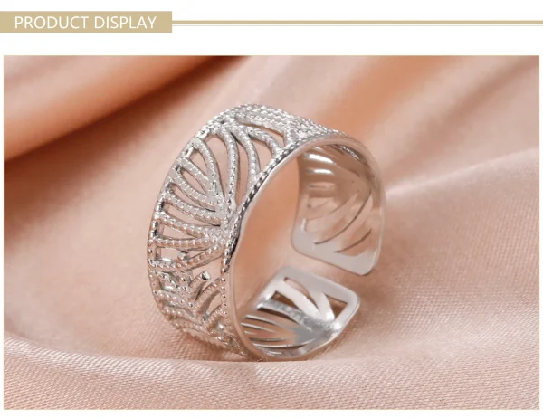 Bague Feuilles en Acier Inoxydable pour Femme, Anneaux… – Rune… – Image 14
