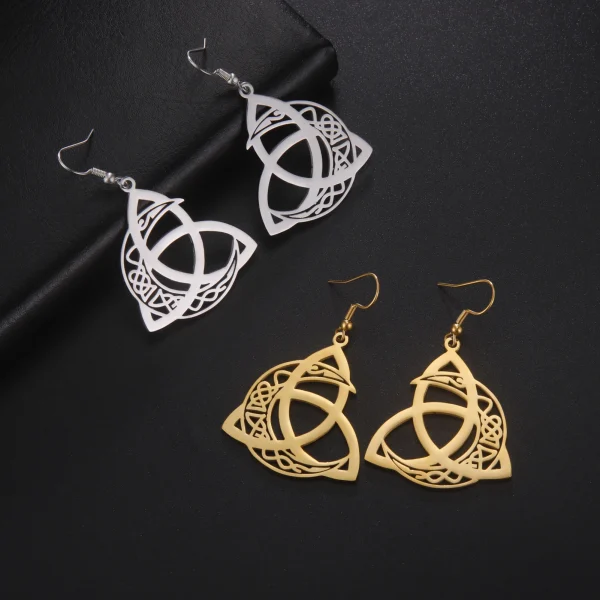 Boucles d'oreilles lune nouée femme celtique irlandaise… –… – Image 5
