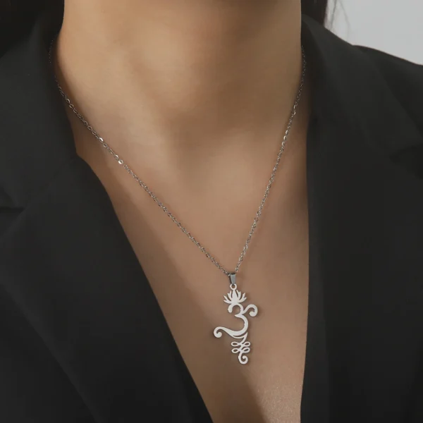 fleur de Lotus Yoga Om Unalome pendentif collier en… – Éclat… – Image 34