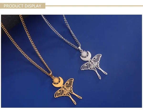 Collier pendentif lune soleil papillon pour femme,… – Chant des… – Image 16