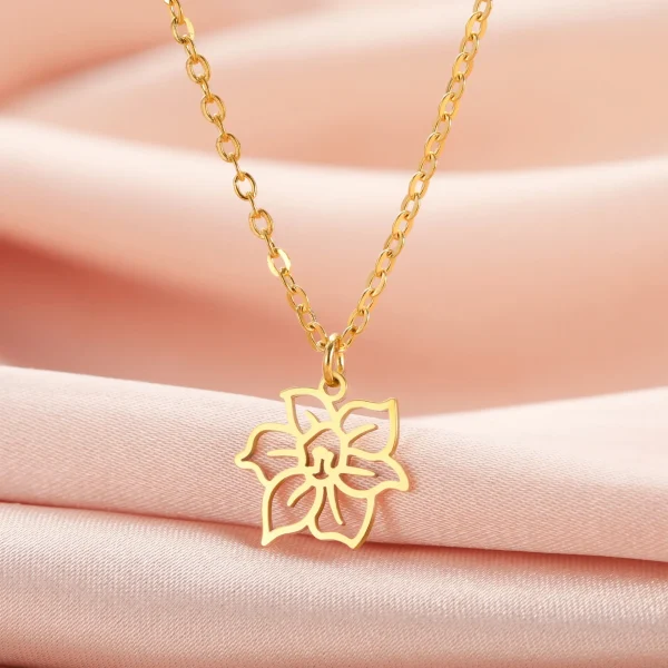 Collier pendentif fleurs pour femme, acier inoxydable,… – Ailes…