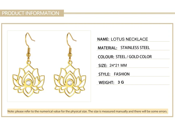 fleur de Lotus clair Zircon boucles d'oreilles en acier… –… – Image 10