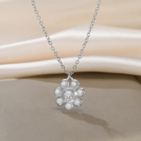 Flower Pendant Necklace for Women Girls Stainless Steel… –… – Image 22