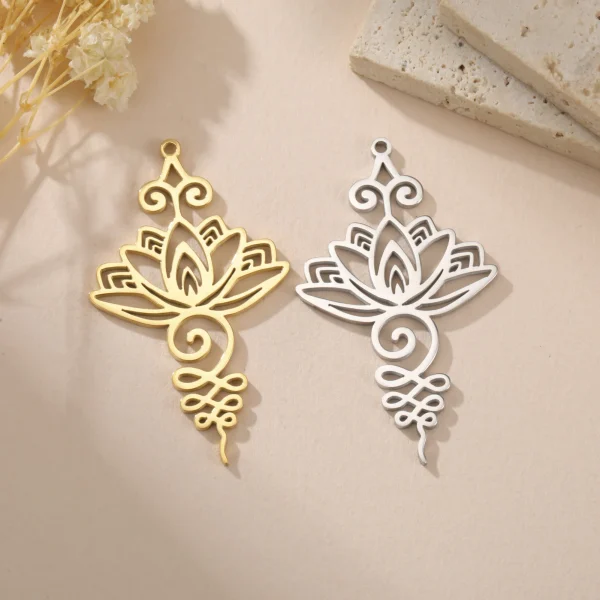 3 pièces/lot Unalome fleur de Lotus collier boucle d'oreille… – Image 19