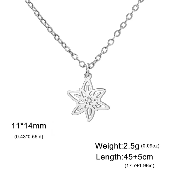 Collier pendentif fleurs pour femme, acier inoxydable,… – Ailes… – Image 18