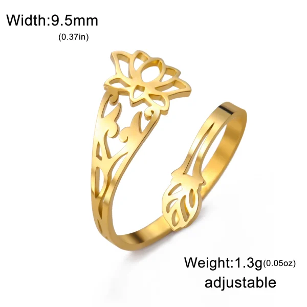 bagues fleur de Lotus pour femmes, en acier… – Chant des Sylves – Image 8