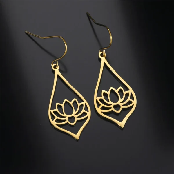 Lotus Dangle Earrings 2025 Stainless Steel Bohemian… – Ailes…