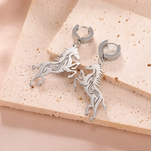 boucles d'oreilles cheval exquises pour femmes, en… – Ailes… – Image 2