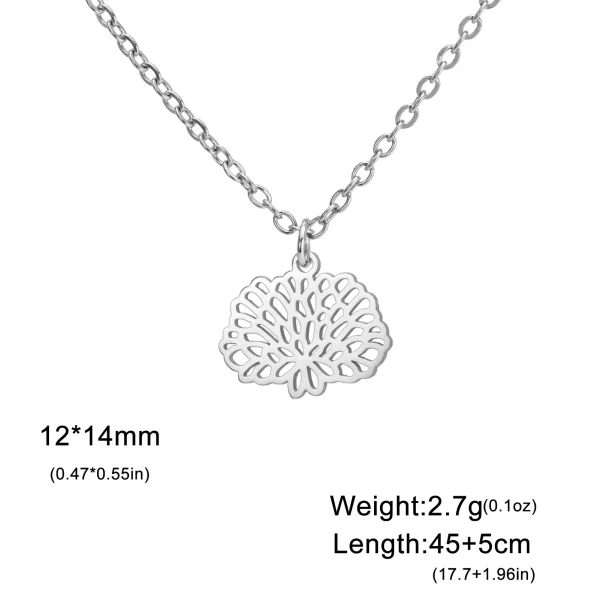 Collier pendentif fleurs pour femme, acier inoxydable,… – Ailes… – Image 16