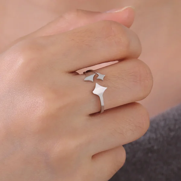 Four Pointed Star Open Ring for Women Stainless Steel… – Éclat… – Image 4