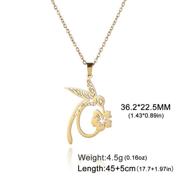 Colliers avec pendentif fleur de colibri pour femmes et filles,… – Image 6