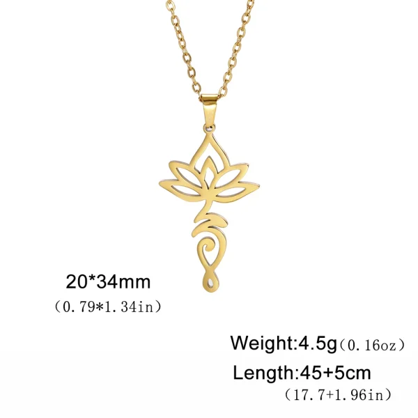 fleur de Lotus Yoga Om Unalome pendentif collier en… – Éclat… – Image 7