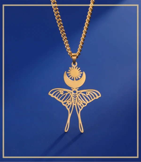 Collier pendentif lune soleil papillon pour femme,… – Chant des… – Image 14