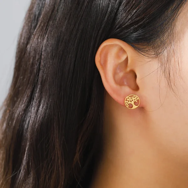 boucles d'oreilles arbre de vie en acier inoxydable,… – Ailes… – Image 3
