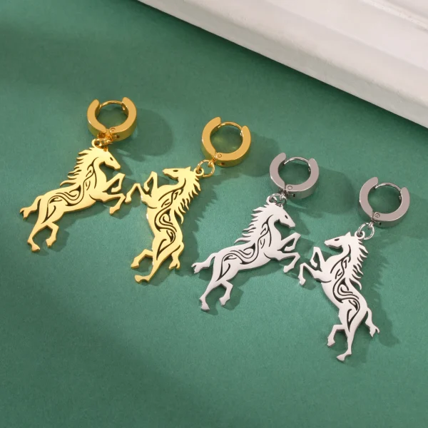 boucles d'oreilles cheval exquises pour femmes, en… – Ailes… – Image 6