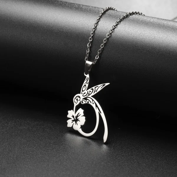 Colliers avec pendentif fleur de colibri pour femmes et filles,… – Image 5