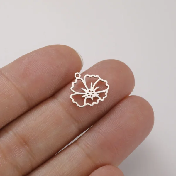 Charme de fleurs en acier inoxydable pour pendentif bricolage,… – Image 5