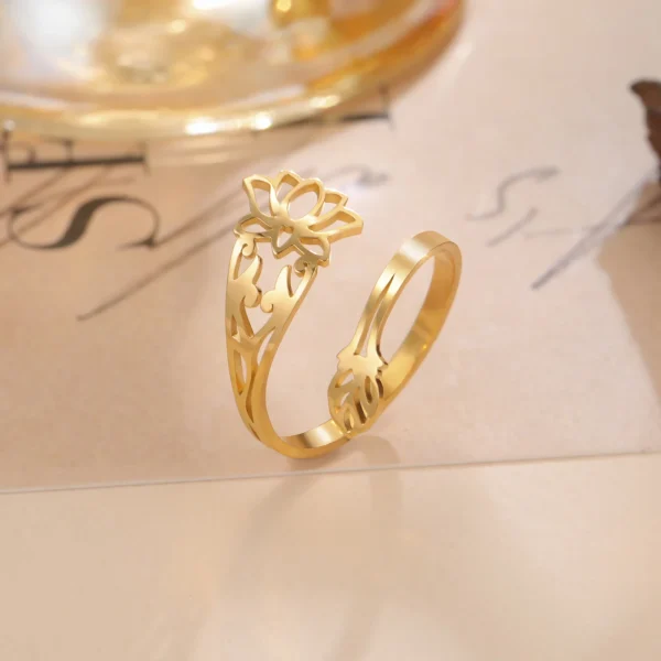 bagues fleur de Lotus pour femmes, en acier… – Chant des Sylves