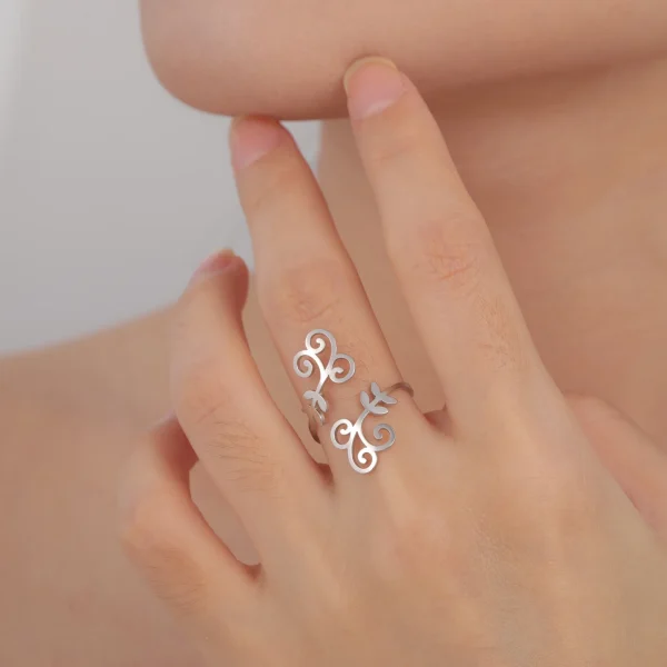 Filigrane Bague en acier inoxydable pour femme, bijou en forme… – Image 3