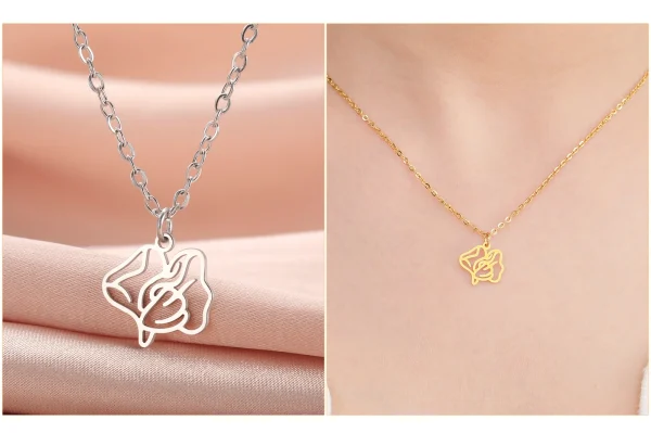 Collier pendentif fleurs pour femme, acier inoxydable,… – Ailes… – Image 37