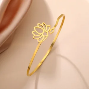 Annie Flower-Bracelet manchette en acier inoxydable pour… –…