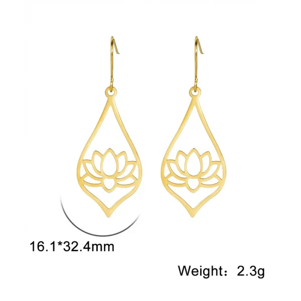 Lotus Dangle Earrings 2025 Stainless Steel Bohemian… – Ailes… – Image 12