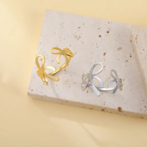bagues ouvertes à nœud papillon pour femmes, en acier… – Chant… – Image 11