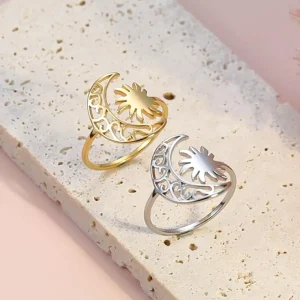 bague soleil en forme de croissant de lune pour… – Ailes d’Ange
