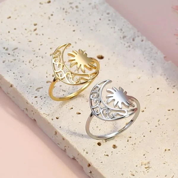 bague soleil en forme de croissant de lune pour… – Ailes d’Ange