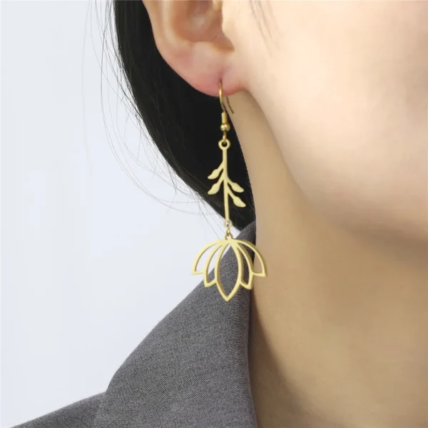 Boucles d'oreilles pendantes en acier inoxydable … – Ailes… – Image 5